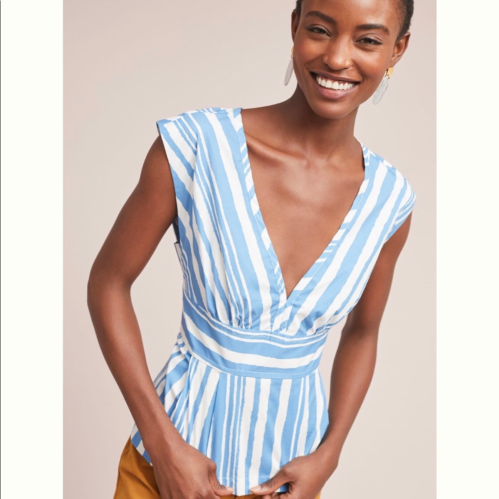 Anthropologie Striped Sleeveless Top